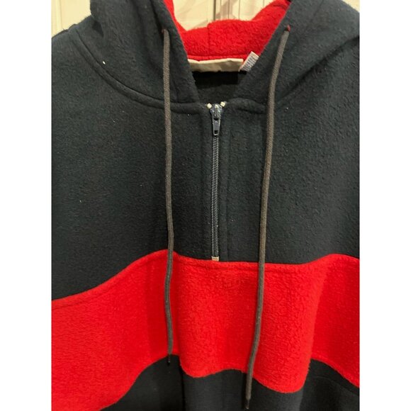Trader Bay Colorblock Half Zip Pullover Hoodie Black Red Sz Medium Relaxed Cozy - Picture 5 of 10